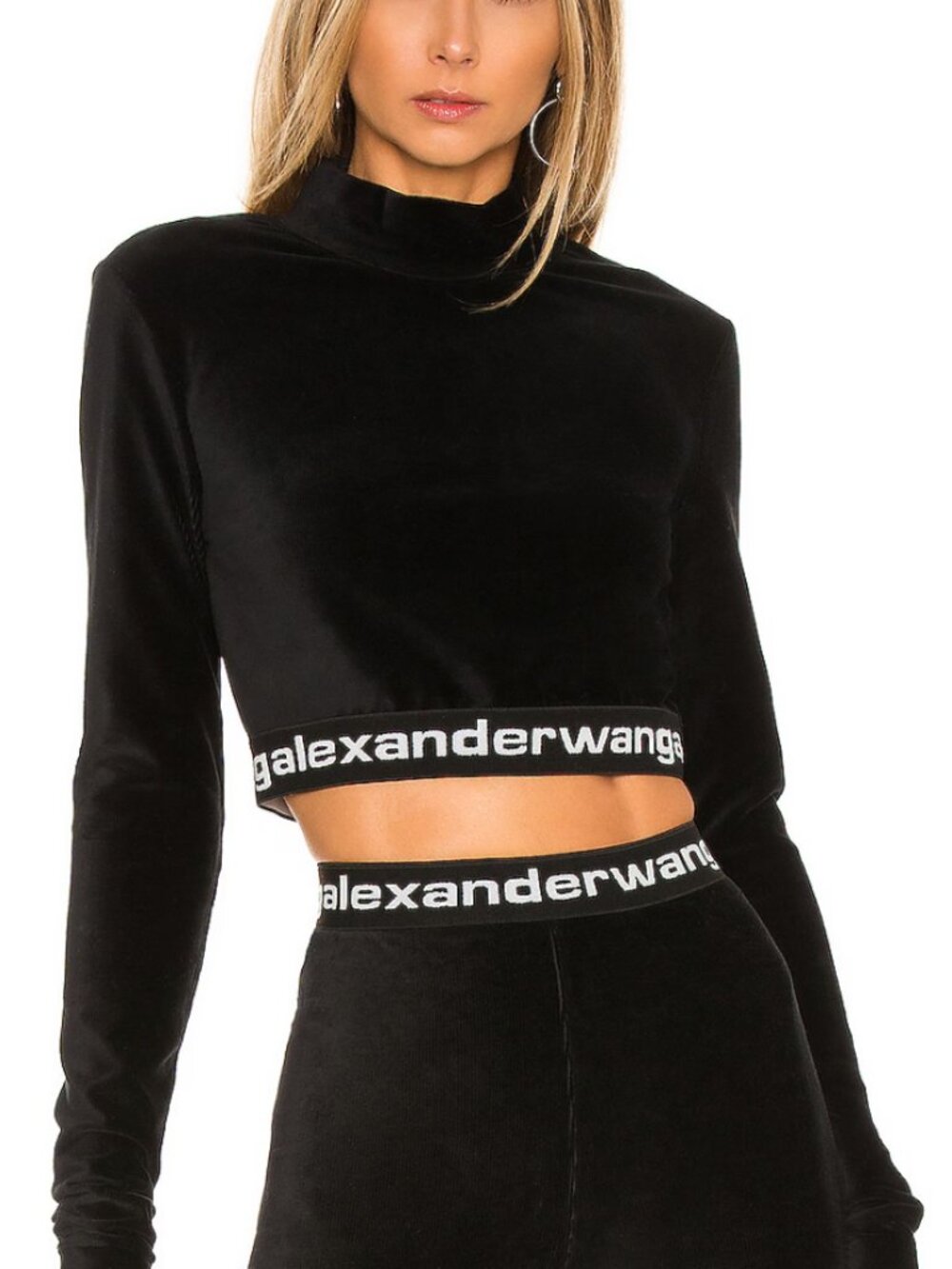 Stretch Corduroy Cropped Mock Neck Top: Alexander Wang